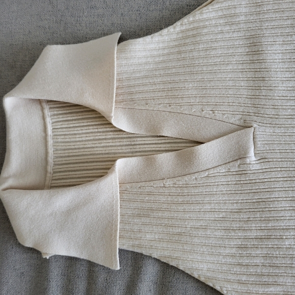 SHEIN cream ribbed sweater polo top size large, new without tags - Picture 2 of 4